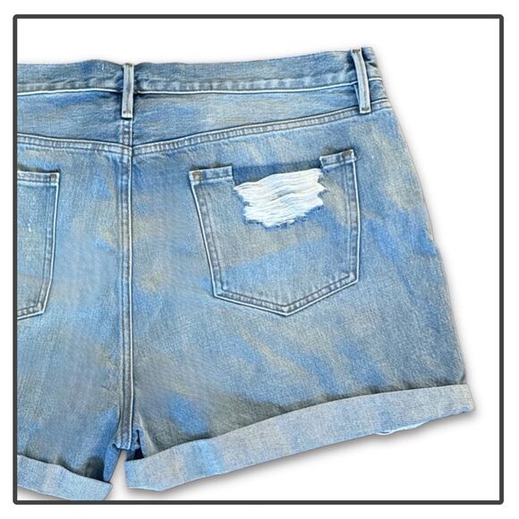 NWT Frame Denim Le Beau Distressed Cuffed Hem Jean Shorts in Elsey Rips - Picture 11 of 16